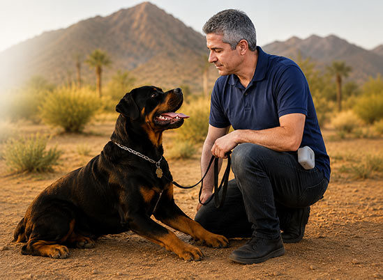 Dog trainer working with a dog